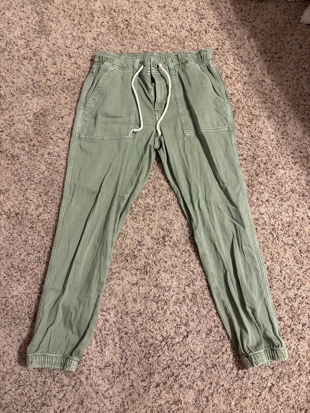 American Eagle Outfitters Sage Green Drawstring Cuffed Jeans